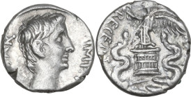 Augustus (27 BC - 14 AD). AR Quinarius, Uncertain mint, 29-26 BC. Obv. [CAES]AR IMP [VII]. Bare head right. Rev. [ASIA] RECEPTA. Victory, draped, stan...