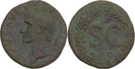 Divus Augustus (died 14 AD). AE Dupondius, Rome mint, struck under Tiberius, 22-26 AD. Obv. DIVVS AVGVSTVS PATER. Radiate head left. Rev. Large S C wi...