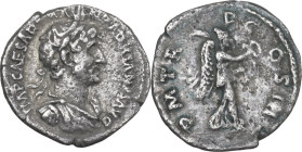 Hadrian (117-138). AR Quinarius, 120-121 AD. Obv. IMP CAESAR TRAIAN HADRIANVS AVG. Laureate, draped and cuirassed bust right. Rev. PM TR P COS III. Vi...