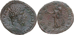 Lucius Verus (161-169). AE Sestertius, Rome mint, struck under Marcus Aurelius, 167-168 AD. Obv. L VERVS AVG ARM PARTH MAX. Laureate head right. Rev. ...
