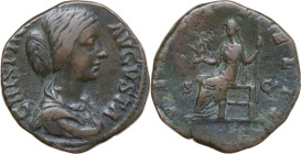Crispina, wife of Commodus (died 183 AD). AE Sestertius. Rome mint, c. 178-182 AD. Obv. CRISPINA AVGVSTA. Draped bust right. Rev. VENVS FELIX SC. Venu...