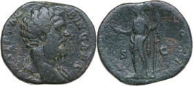 Clodius Albinus as Caesar (193-195). AE Sestertius, 194-195 AD. Obv. [D CL] SEPT ALBIN CAES. Bare-headed bust right, slight drapery on left shoulder. ...
