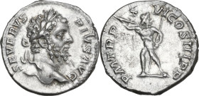 Septimius Severus (193-211). AR Denarius, Rome mint, 208 AD. Obv. SEVERVS PIVS AVG. Laureate head right. Rev. P M TR P XVI COS III P P. Jupiter, naked...
