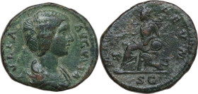 Julia Domna (died 217 AD). AE As, Rome mint, 198-207. Obv. IVLIA AVGVSTA. Draped bust right. Rev. MATER DEVM S - C. Cybele, turreted, seated left on t...