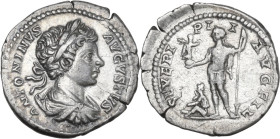 Caracalla (198-217). AR Denarius, Rome mint, 199-200 AD. Obv. ANTONINVS AVGVSTVS. Laureate, draped and cuirassed bust right. Rev. SEVERI PII AVG FIL. ...