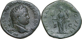 Caracalla (198-217). AE Sestertius. Struck 210-213 AD. Obv. M AVREL ANTONINVS PIVS AVG BRIT. Laureate head right. Rev. LIBERALITAS AVG VIII S C. Liber...
