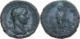 Severus Alexander (222-235). AE As, Rome mint, 226 AD. Obv. IMP CAES M AVR SEV ALEXANDER AVG. Laureate and draped bust right. Rev. P M TR P V COS II P...