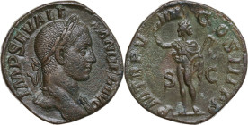 Severus Alexander (222-235). AE Sestertius, 230 AD. Obv. IMP SEV ALEXANDER AVG. Laureate bust right, with slight drapery on left shoulder. Rev. PM TRP...
