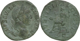 Severus Alexander (222-235 AD). AE Sestertius. Obv. IMP SEV ALEXANDER AVG. Laureate bust right, with slight drapery on left shoulder. Rev. IVSTITIA AV...