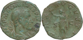 Maximinus I (225-238). AE Sestertius, 236-237 AD. Obv. IMP MAXIMINVS PIVS AVG. Laureate, draped and cuirassed bust right. Rev. PAX AVGVSTI SC. Pax sta...