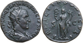 Trajan Decius (249-251). AE Double sestertius, Rome mint, 249-251 AD. Obv. IMP C M Q TRAIANVS DECIVS AVG. Radiate and draped bust right. Rev. FELICITA...