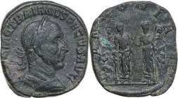 Trajan Decius (249-251). AE Sestertius, Rome mint, 249-251. Obv. [IMP C] M Q TRAIANVS DECIVS AVG. Laureate and cuirassed bust right. Rev. [P]AN[N]ONIA...