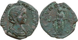 Herennia Etruscilla, wife of Trajan Decius (249-251 AD). AE Sestertius, struck c. 251 AD. Obv. HERENNIA ETRVSCILLA AVG. Diademed and draped bust right...