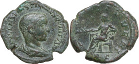 Hostilian as Caesar (251 AD). AE Sestertius, Rome mint. Obv. [C] VALENS [HO]STI[L M]ES QVINTVS N[C]. Bare-headed and draped bust right. Rev. PRINCIPI ...