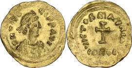 Maurice Tiberius (582-602). AV Tremissis, Constantinople mint. Obv. DN TIbERI PP AVC. Diademed, draped and cuirassed bust right. Rev. VICTORI mAVRI AV...