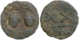 Heraclius, with Heraclius Constantine (610-641). AE Half Follis. Rome mint. Obv. Facing busts of Heraclius on left and Heraclius Constantine on right,...