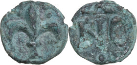 Leads from Ancient and Medieval World. PB Tessera. Medieval period, c. 10th-12th centuries AD. D/ Lily. R/ [-]10. PB. 2.50 g. 16.00 mm.