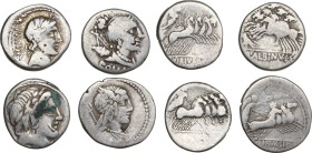 Roman Republic. Multiple lot of four (4) unclassified AR Roman Republican Denarii.