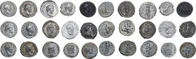 The Roman Empire. Multiple lot of fifteen (15) unclassified AR Septimius Severus coins. Interesting study lot.