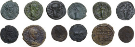 Roman province. Multiple lot of six (6) unclassified AE provincial Septimius Severus coins.