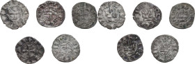 Frankish Greece. Lot of five (5) BI Denier Tournois to be sorted. Schl. tav. XIII, 26. BI.