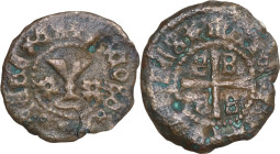 Genoese Colonies. Metelino and Enos. Giacomo Gattilusio (1376-1396). AE Denaro. Schl. pl. XVI, 21; Lunardi G 8. AE. 1.29 g. 17.00 mm. RR. Very rare an...