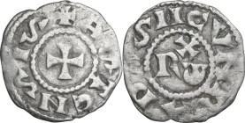 Asti. Comune (1140-1219). Denaro. CNI 3/9; MIR (Piem. Sard. Lig. Cors.) 34. MI. 0.68 g. 16.00 mm. Di stile grezzo. BB.