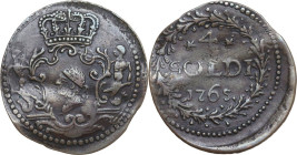 Corte. Pasquale Paoli Generale (1762-1768). 4 soldi 1765. CNI 19/20; MIR (Piem. Sard. Lig. Cors.) 4/4. MI. 2.01 g. 21.00 mm. R. Tondello leggermente o...