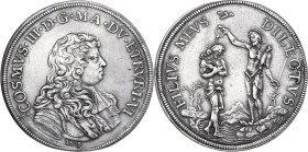Firenze. Cosimo III de' Medici (1670-1723). Piastra 1676. CNI 6/9; Gal. VII, 2/4; MIR (Firenze) 326/3. AG. 30.69 g. 45.00 mm. Fondi ripassati e graffi...