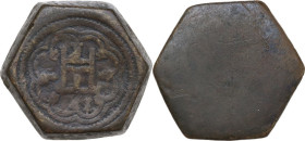Genova. Peso da due doppie (?) , XVI sec. AE. 12.82 g. 22.00 mm. qBB.