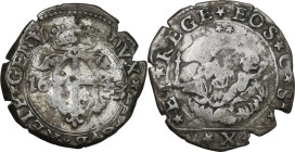 Genova. Dogi Biennali (1528-1797), III fase (1637-1797). Da 10 soldi 1643 sigle CS. CNI 5/6; MIR (Piem. Sard. Lig. Cors.) 326/6. MI. 6.02 g. 25.00 mm....