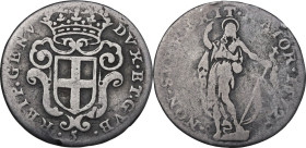 Genova. Dogi Biennali (1528-1797), III fase (1637-1797). Da 5 soldi 1672. CNI 18/19; MIR (Piem. Sard. Lig. Cors.) 338/2. AG. 1.05 g. 16.00 mm. qBB/MB+...