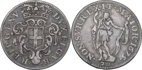 Genova. Dogi Biennali (1528-1797), III fase (1637-1797). Lira 1675. CNI 12; MIR (Piem. Sard. Lig. Cors.) 322/5. AG. 4.77 g. 25.00 mm. BB/qBB.