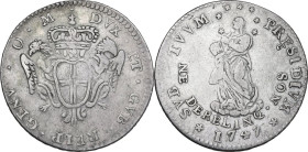 Genova. Dogi Biennali (1528-1797), III fase (1637-1797). Da 2 lire 1747. CNI 2/3; MIR (Piem. Sard. Lig. Cors.) 315/1. AG. 9.23 g. 31.00 mm. R. qBB/BB.