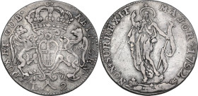 Genova. Dogi Biennali (1528-1797), III fase (1637-1797). Da 2 lire 1792. CNI 14/16; MIR (Piem. Sard. Lig. Cors.) 316/1. AG. 8.21 g. 30.00 mm. Graffito...