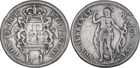 Genova. Dogi Biennali (1528-1797), III fase (1637-1797). Lira 1794. CNI 8; MIR (Piem. Sard. Lig. Cors.) 324a/1. AG. 3.79 g. 22.00 mm. qBB.