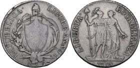 Genova. Repubblica Ligure (1798-1805). Da 4 lire 1798 A. I. CNI 11; MIR (Piem. Sard. Lig. Cors.) 380/1. AG. 16.54 g. 33.00 mm. R. Patina riposata. qBB...