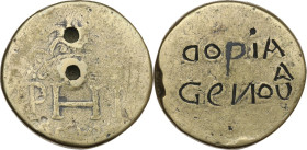 Genova. Peso della doppia di genova, XVIII sec. OT. 24.63 g. 30.00 mm. Interessante peso inciso a mano ricavato da un esemplare per milano ( vedasi le...