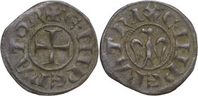 Messina. Enrico VI di Svevia (1191-1196) con la moglie Costanza d'Altavilla. Denaro 1194-1196. Sp. 27/28; Travaini 1993 4; D'Andrea 37. MI. 0.81 g. 16...