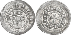 Milano. Monetazione comunale a nome di Enrico (1152-1198). Denaro terzarolo scodellato. CNI 13/16; MIR (Milano) 52; Murari 18. AG. 0.75 g. 16.00 mm. S...