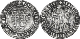 Napoli. Carlo I d'Angiò (1266-1278). Saluto. P/R 3; MIR (Napoli) 20. AG. 3.06 g. 24.00 mm. Tondello leggermente ondulato e segni nei campi. qBB/BB.