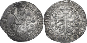 Napoli. Roberto d'Angiò (1309-1343). Gigliato. P/R 1/2; MIR (Napoli) 28. AG. 3.96 g. 25.50 mm. Patina riposata. Bel BB.