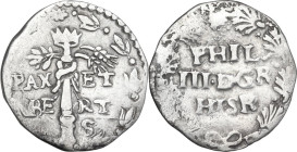 Napoli. Filippo III di Spagna (1598-1621). 3 cinquine. P/R 20; MIR (Napoli) 212. AG. 1.94 g. 19.00 mm. Flan di insolita larghezza. Bel BB.
