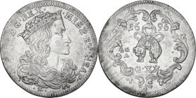 Napoli. Carlo II di Spagna (1665-1700). Tarì 1696, sigle IM - AG/A Giovanni Montmain maestro di conio, Andrea Giovane maestro di zecca e Marco Antonio...