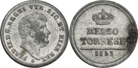 Napoli. Ferdinando II di Borbone (1830-1859). Mezzo tornese 1853. P/R 316; MIR (Napoli) 536/5. CU. 17.00 g. 17.00 mm. Imbiancatura d'epoca. Piccolo pu...