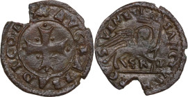 Padova. Agostino Barbarigo (1486-1501). Bagattino per Padova, sigle Z F M (Zan Francesco Miani massaro dal 1490). Paol. 13. AE. 1.62 g. 19.00 mm. Manc...