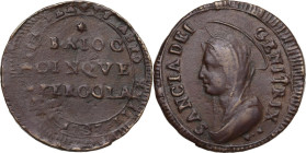Pergola. Pio VI (1775-1799), Giovanni Angelo Braschi. Madonnina da 5 baiocchi 1797 A. XXIII. CNI 9; M. 380; Berm. 3123. CU. 14.06 g. 32.00 mm. RR. Mol...