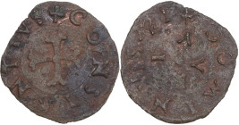 Pesaro. Costanzo Sforza (1473-1483). Picciolo. CNI 92/94; Cav. PS 48. MI. 0.44 g. 14.00 mm. RR. Tipologia molto rara con legenda DOMINVS e croce fogli...
