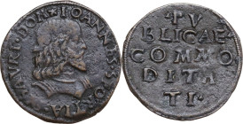 Pesaro. Giovanni Sforza (1480-1500 e 1503-1510). Soldo. CNI tav. XXV, 15; Cav. PS 104. CU. 1.48 g. 19.50 mm. Patina cuoio. BB.