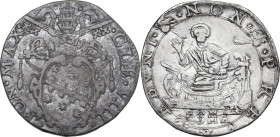 Roma. Clemente VII (1523-1534), Giulio De Medici. Testone. CNI 220/228; M. 29; Berm. 1445. AG. 8.45 g. 29.50 mm. R. qBB/BB.